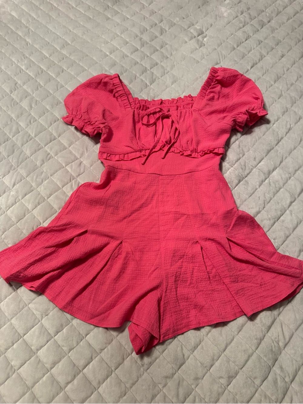 SHEIN Neon Pink Smocked Ruffle Top